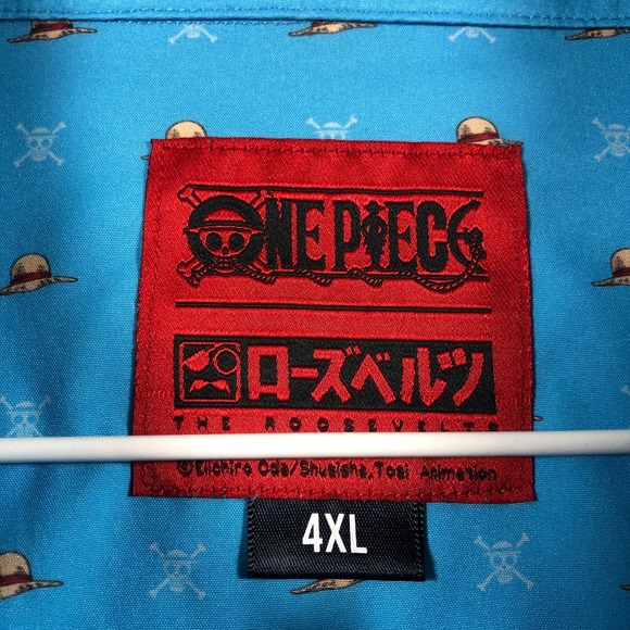 RSVLTS x One Peice Shirt Menx 4X Blue Lil Straw Hats Short Sleeve Button Up - Picture 4 of 14